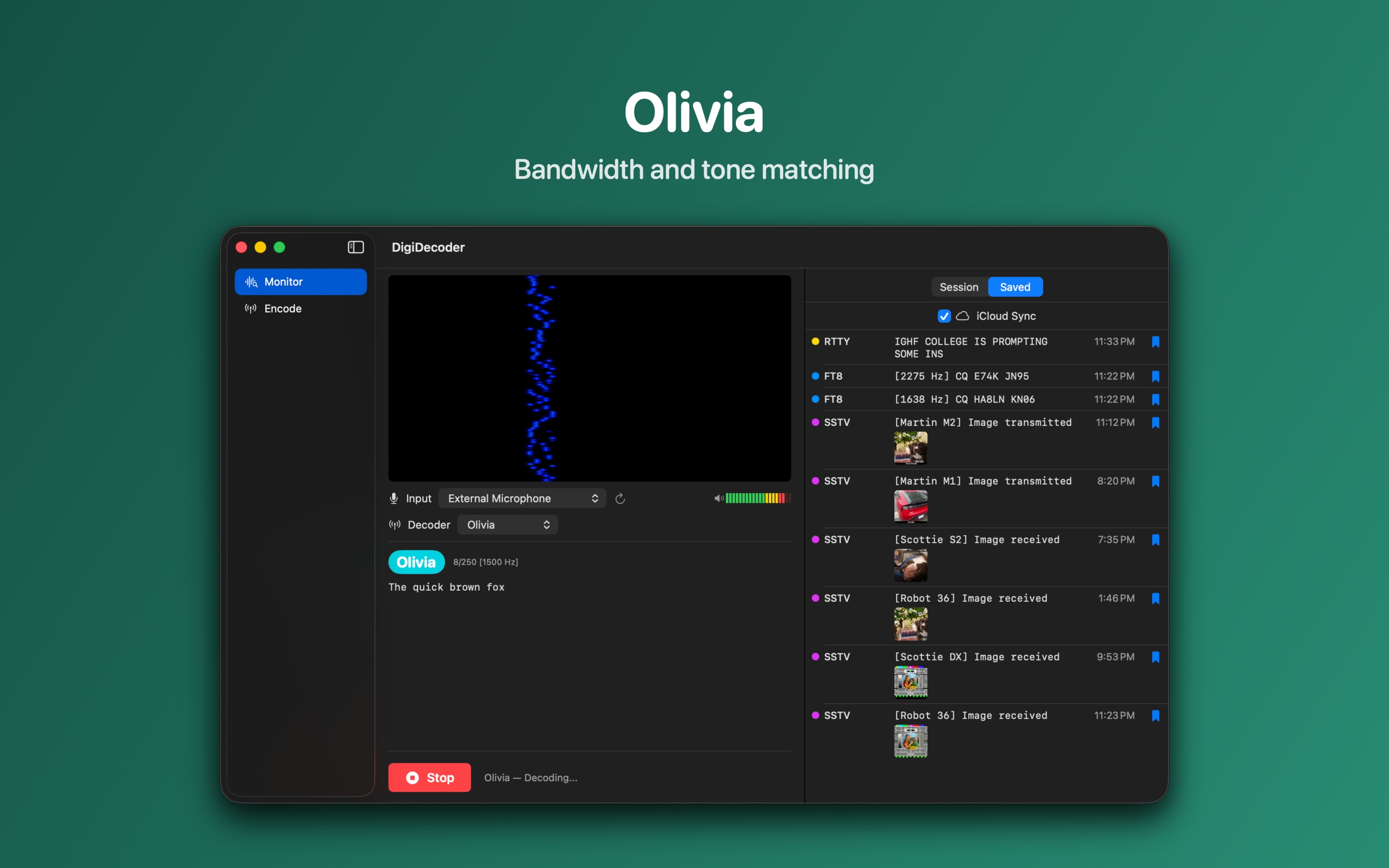 Olivia MFSK decoding