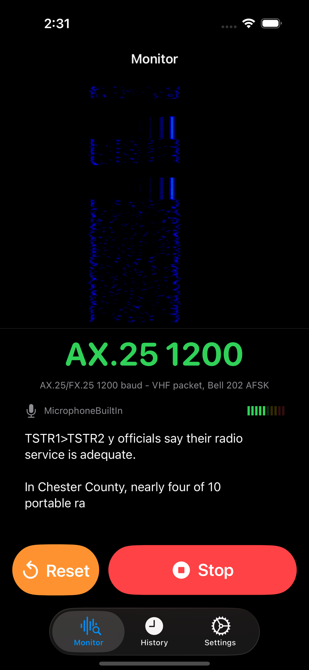 Packet decoding with waterfall