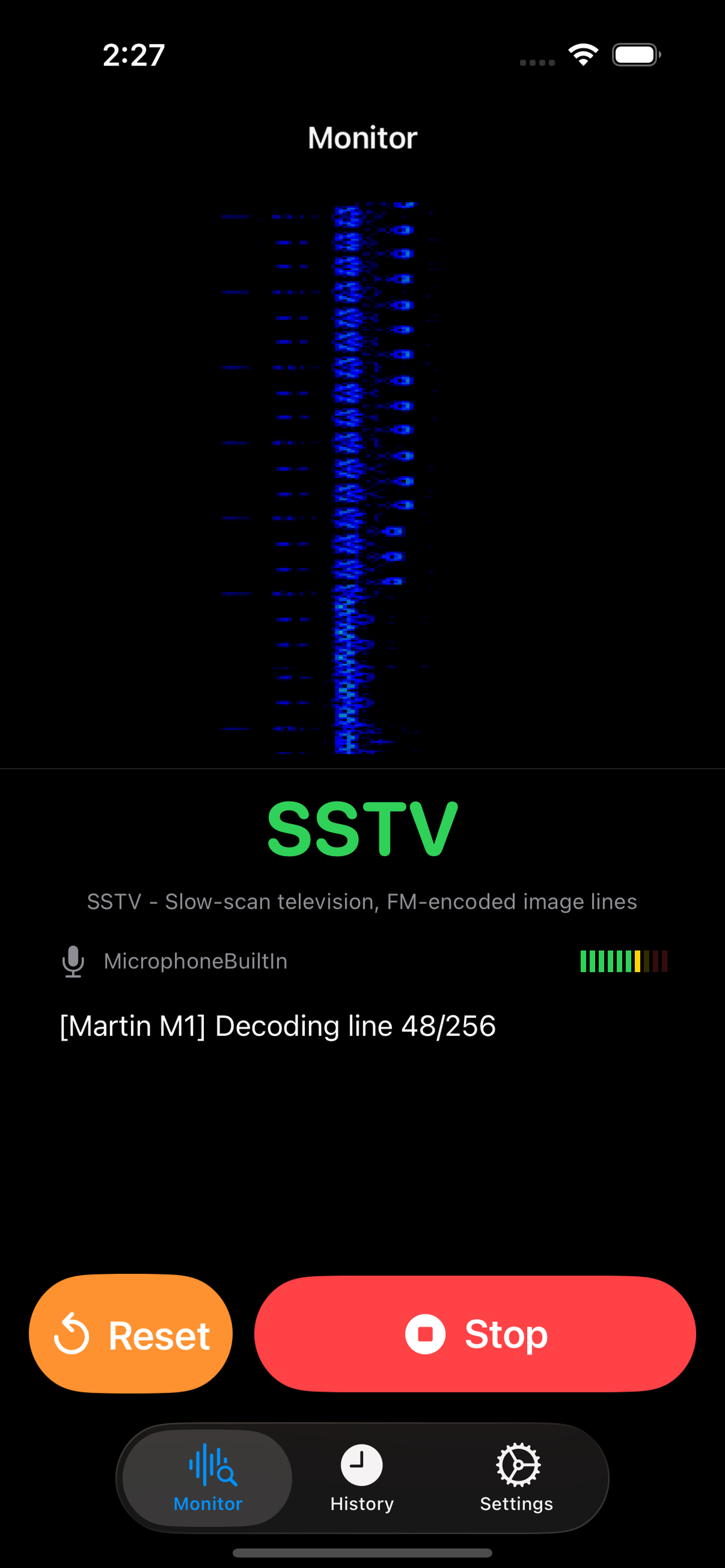 SSTV decoding in progress