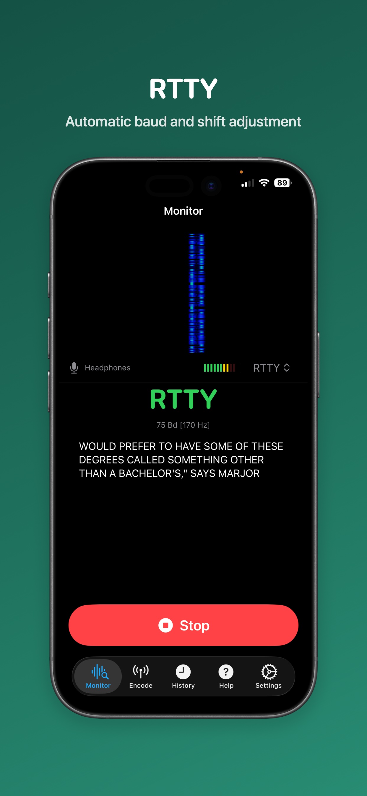 RTTY decoding with automatic baud detection