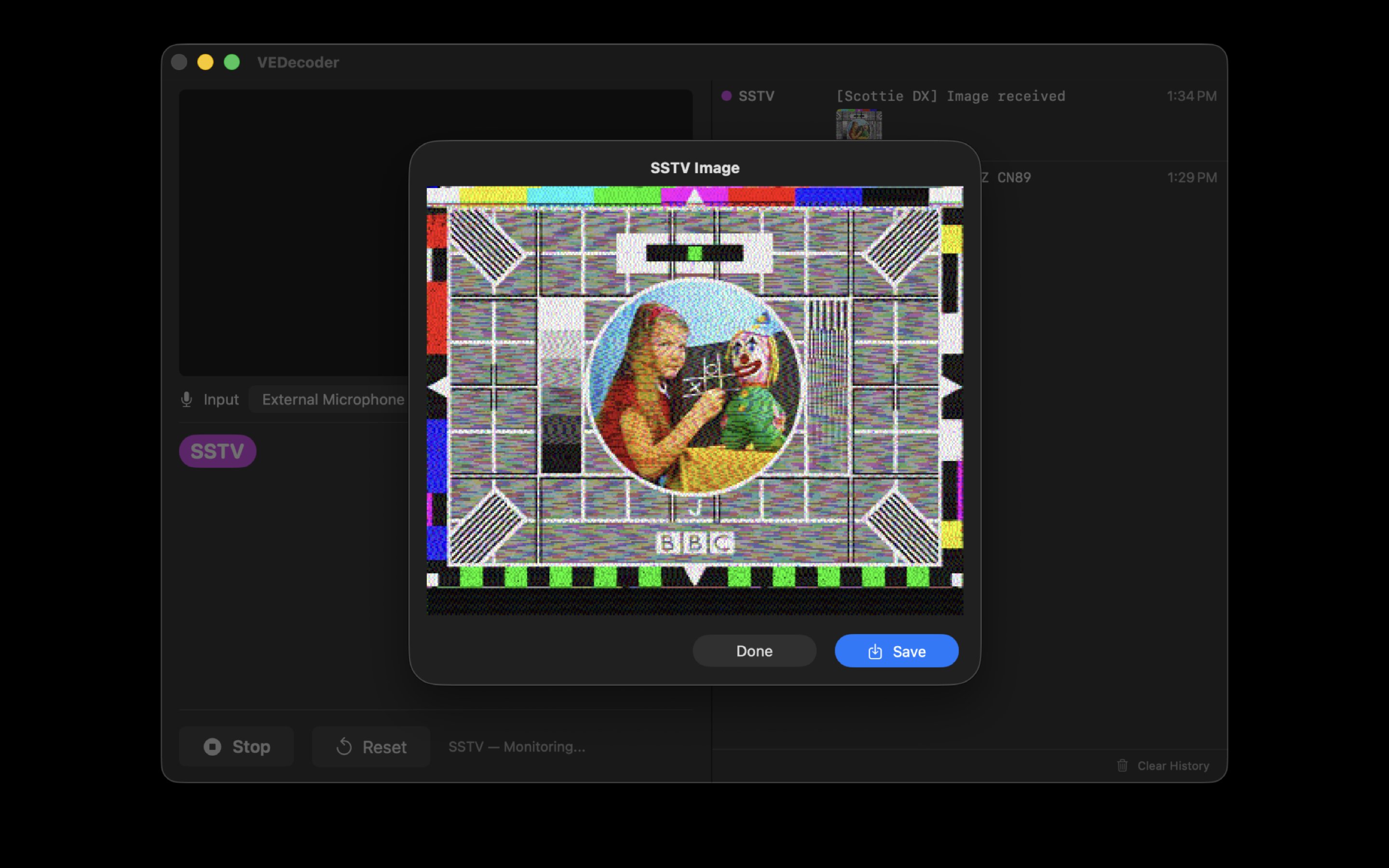 DigiDecoder macOS decoded SSTV image