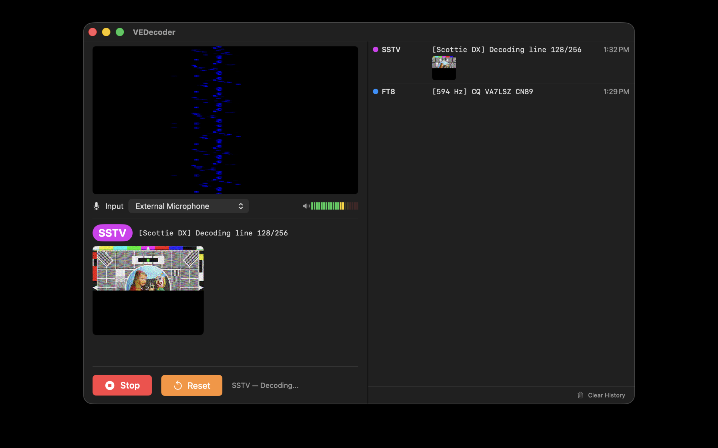 DigiDecoder macOS SSTV decoding
