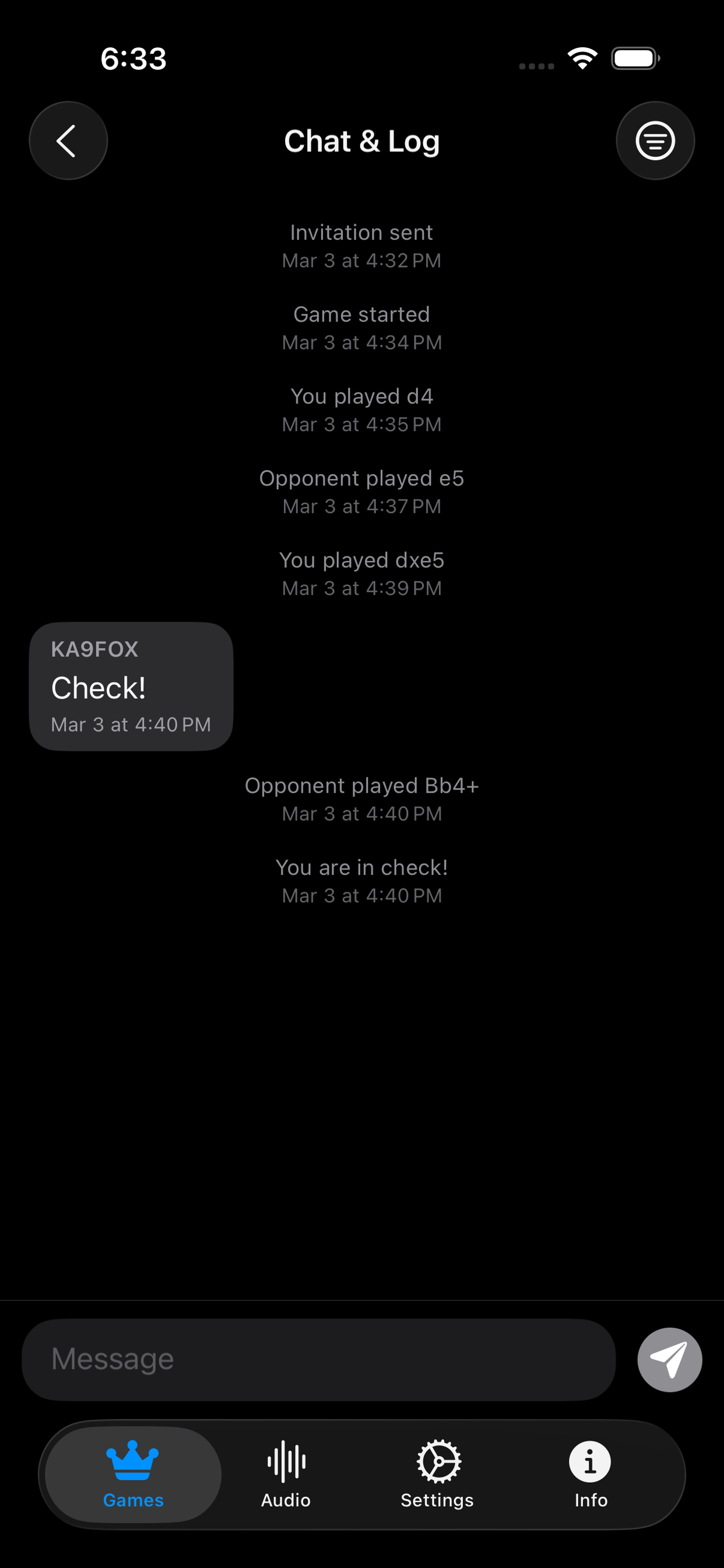 PacketChess in-game chat