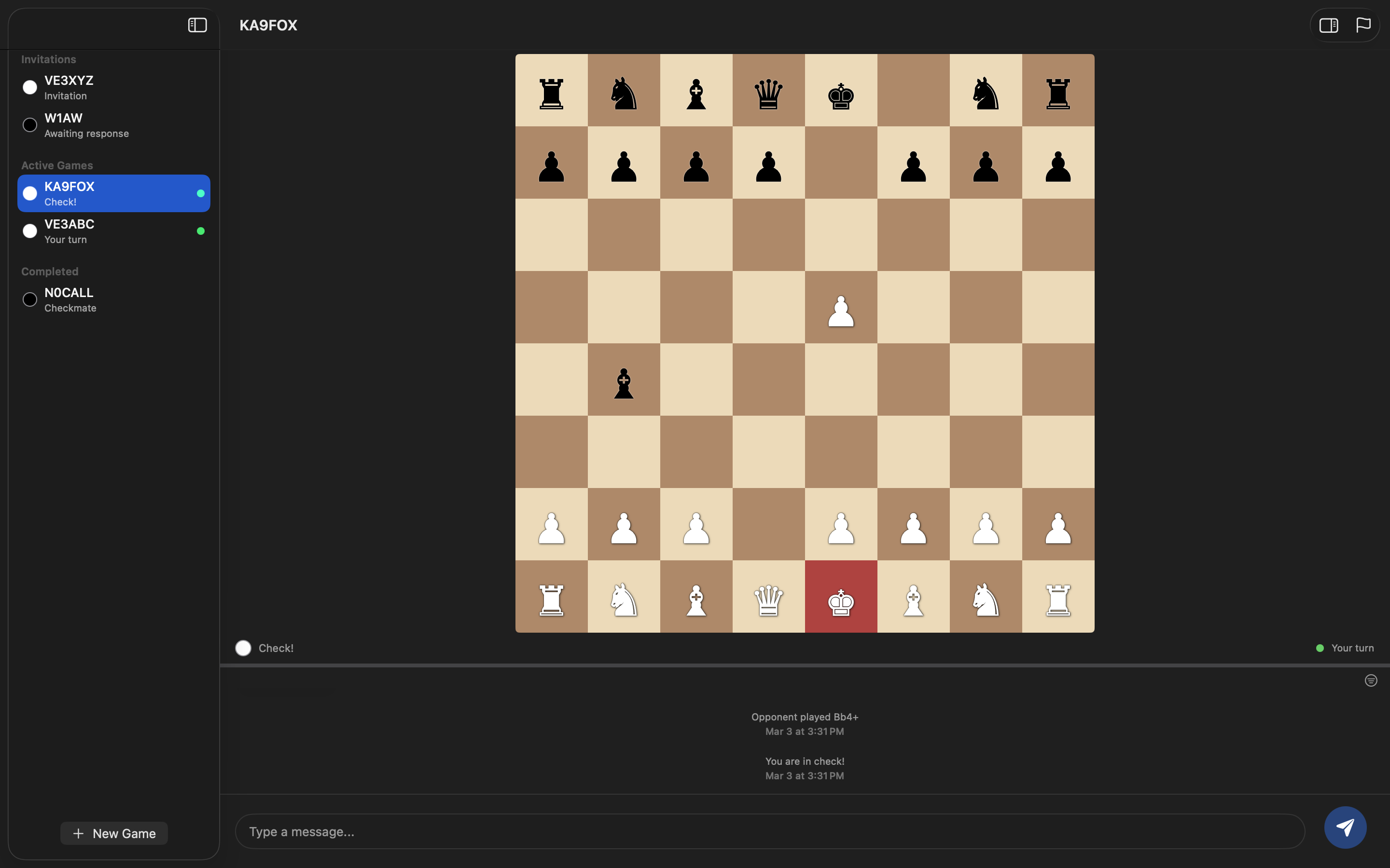 PacketChess macOS check detection