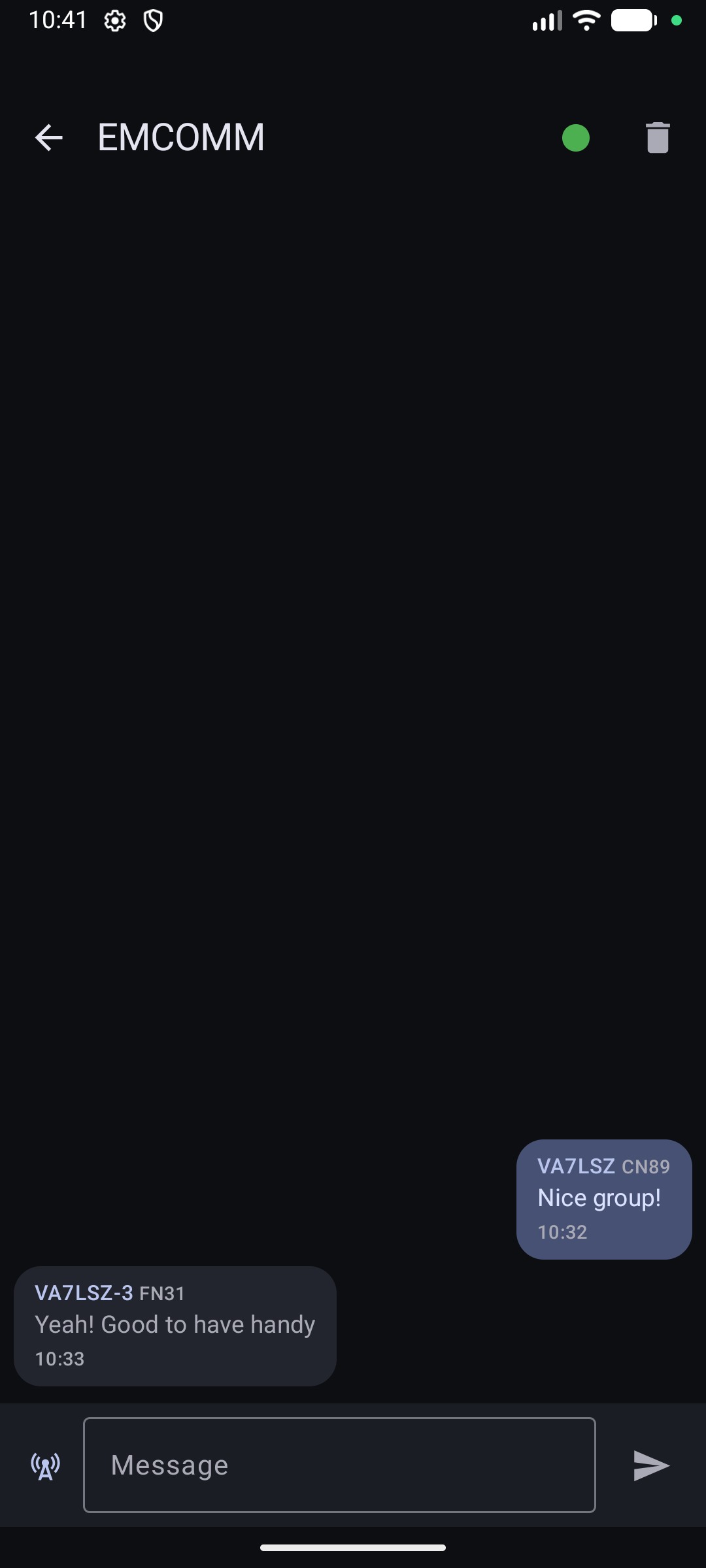 PacketMessage Android EMCOMM group chat